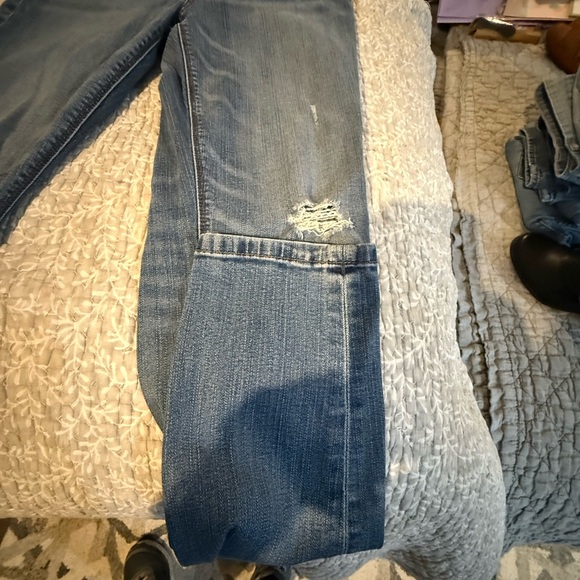 White House Black Market High Rise Distressed Skinny Blue Jeans - Picture 3 of 5